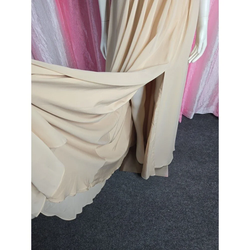 Stacees Champagne Bridesmaid Wedding Prom Formal Gown Size 8 NWT